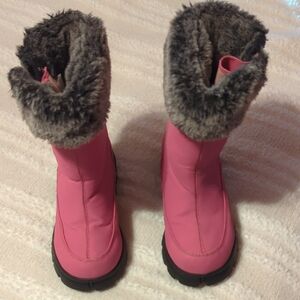 Pink Lands End Fur Topped-Lined Winter Boots Girls